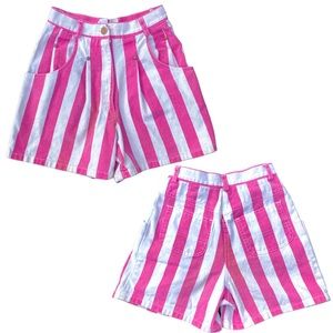 Vintage pink and white striped shorts